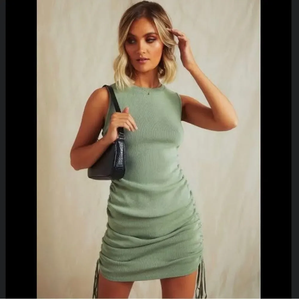 Princess Polly Lioness Sage Green Military Minds Ruched Mini Dress